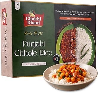 Chokhi Dhani Punjabi Chole Rice 350g | Amritsari Chole Chawal Ready to Eat Meal | Just Heat & Eat | Microwavable Indian Food | No Preservatives | Pack of 1