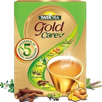Tata Tea Gold Care 250 gram, Rich In Taste, Goodness Of Elaichi, Ginger, Tulsi, Brahmi & Mulethi, Black Tea