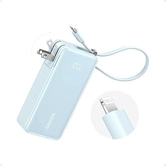 Anker Nano 3-in-1 Power Bank, Foldable AC Plug, 10,000mAh, 30W Two-Way Fast Charging, Built-in Lightning Cable (Not for iPhone 16/15 Series), Compatible with iPhone 14 Series, AirPods, and More