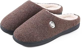 Mens Memory Foam House-Slippers, Full Toe Soft Non-Slip Comfortable Indoor Warm Slipper, for Bedroom Outdoor Slipper Shoes,Brown,40/41EU