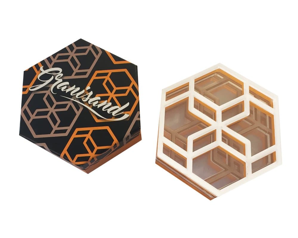 Modern Geometric Coaster Set (6 pcs) Includes Gift Box (White/Brown/Orange)