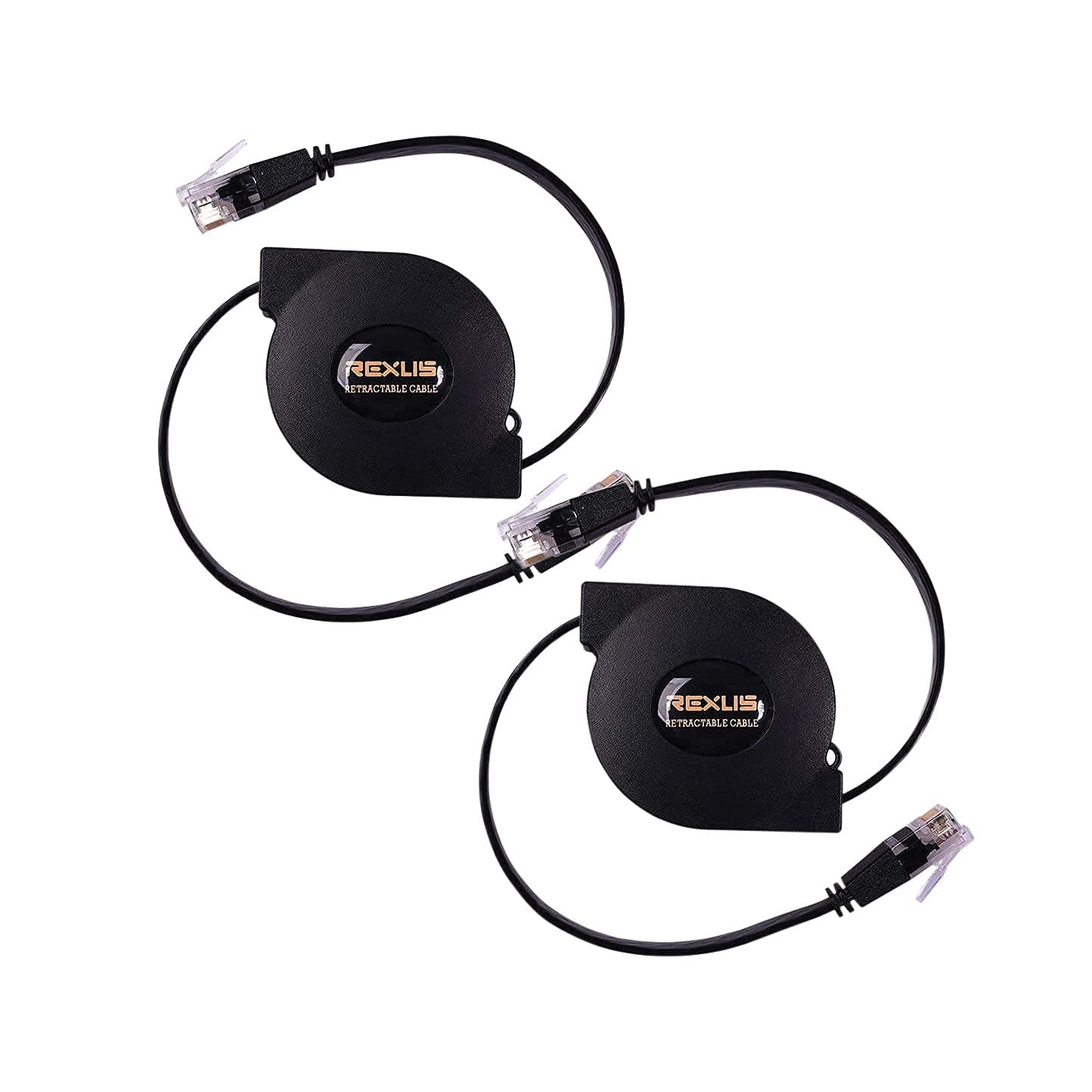 2-Pack Retractable Cat 6 Flat Ethernet Network Cable 3.3 FT,10 Gigabit High Speed LAN Wires Internet Patch Cable with RJ45 Connector for Xbox,PS4,Router, Modem,Gaming,Switch(C6R10x2)