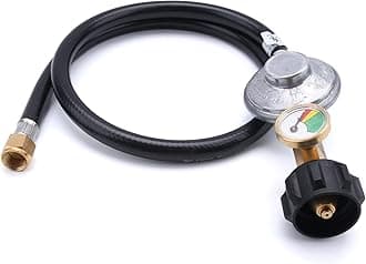 3Feet Low Pressure Propane Regulator and Hose Replacement for Weber Gas Grill Most LP Gas Grill, Heater and Fire Pit Table, Type-1 (QCC-1) Tank Connect,3/8" Female Flare Nut -CSA Certifide