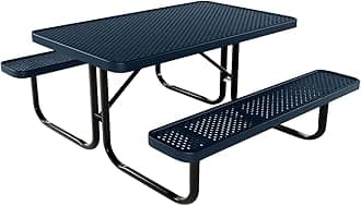 COATEDOUTDOORFURNITURE Heavy-Duty Portable Outdoor Kids Table, Punched Steel Kids Picnic Table, Commercial-Grade Picnic Table, Made in America (4ft Rectangular, Childrens, Dark Blue)