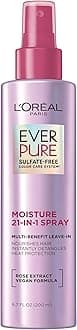 L'Oreal Paris, Leave In Conditioner Spray, 21-in-1 Multi Benefit Detangling, 450F Heat Protectant, Frizz Control, No Weigh Down with Coconut Oil, Sulfate Free & Vegan, EverPure 6.7oz