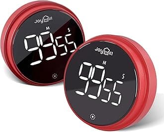JOYHILLDigital Kitchen Timer, Large LED Display with Magnetic Countdown 3 Volume Levels, Ideal for Cooking Classroom Studying Fitness, Timer for Kids and Seniors, Red 2 PackClimatePartner certified