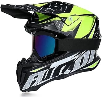 Motocross Helmet with Goggles Dual Sport Motorcycle Full Face Off Road Helmet DOT/ECE Approved MX MTB BMX ATV Off-Road Street Dirt Bike Downhill Enduro Helmet for Adult Men Women Matte Gray,XXL