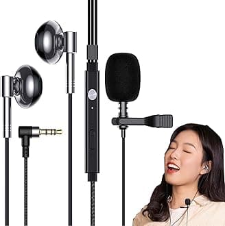 Lavalier Microphone Headset - Noise-Isolating Wired Earphones | Noise-Isolating Wired Earphones with Volume Control, Half In-ear Headphones with Bass, Jack 3.5mm For Phone