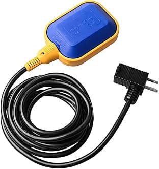 Sump Pump Universal Tethered Float Switch AC 15A 110~250V Piggyback Style Plug with 10 Feet Cord, Used in Sewage Pump, Water Tank, Septic Tank Pump, etc.