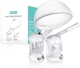 EZBASICS Hair Steamer 2 in 1 Ion Facial Steamer with Extendable Arm Table Top Hair Humidifier Hot Mist Moisturizing Facial Atomizer Spa Face Steamer Design for Personal Care Use at Home 1 Pack + 2Uses