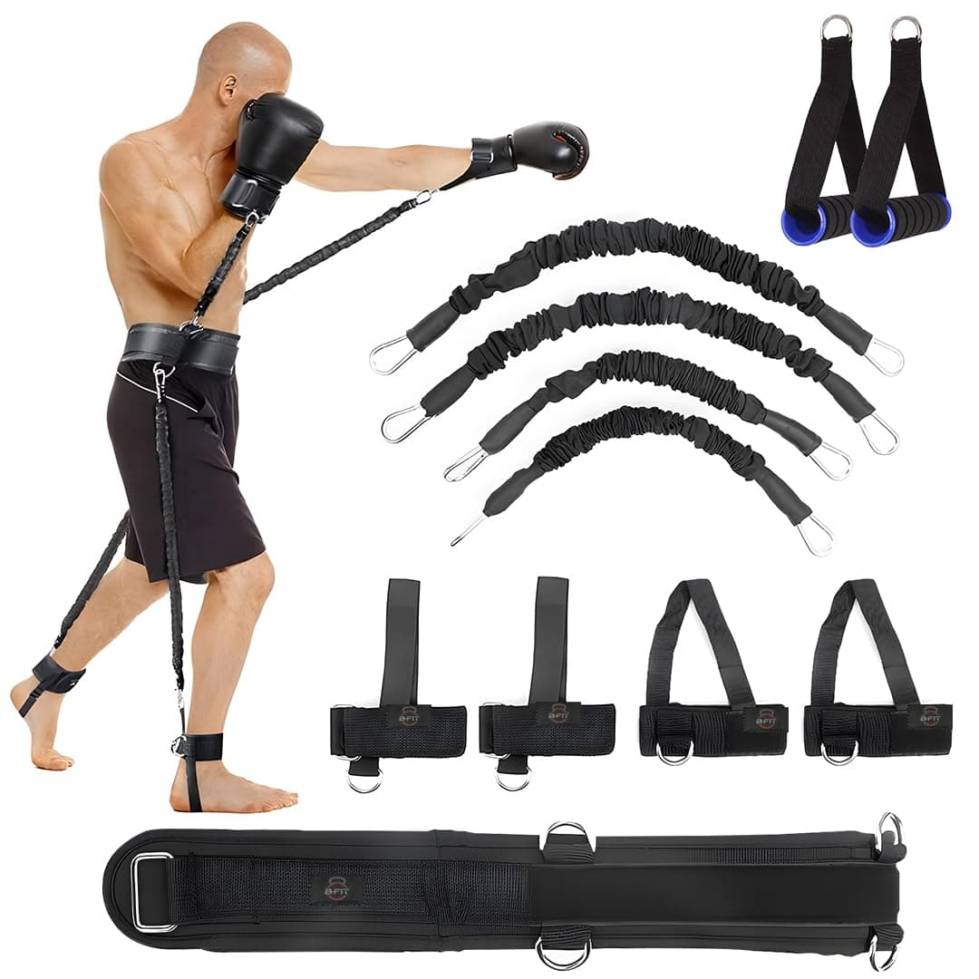 B fit Nylon Leg Strength and Agility Training Strap System Strength Training Rope for Football Basketball Taekwondo Yoga Boxing Equipment Vertical Jump Trainer Kit AB3316-Kit