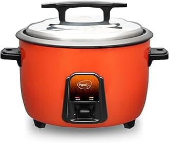 Pigeon by Stovekraft Joy Rice Cooker with Single pot, 4.2 litres. (Orange) | Stainless Steel Lid | 1600 Watts | 1 Aluminium Cooking Pots | Measuring Cup| Spatula | Energy Efficient Cooking