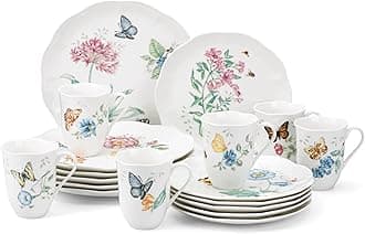 Lenox 6342794 Lenox Butterfly Meadow 18-Piece Dinnerware Set White