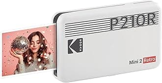 Mini 2 Retro 4PASS Portable Photo Printer (2.1x3.4") + 8 Sheets, Black Premium Quality- White