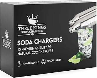 Three Kings CO2 Cartridge Chargers - Non-Threaded Natural Gas Bulb Chargers - Soda Syphon Cartridges - Pack of 200