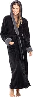 Alexander Del Rossa Sherpa Robes for Women Long, Womens Robes Long Hooded Bathrobes for Women, Plus Size Robe