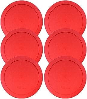 Lids for Pyrex and Anchor Round Glass Containers (2-Cups, Red-6 PACK)