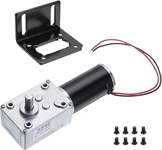 MECCANIXITY DC 12V High Torque Turbine Worm Geared Motor with 8mm Shaft 3RPM Geared Motor with Wire for Electric Fireplace