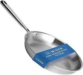 Misen 10 Inch Stainless Steel Full Clad Frying Pan - 5 Ply Professional Cookware - Induction Compatible