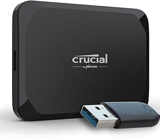 Crucial X9 1TB Portable External SSD with USB-A Adapter - Up to 1050MB/s, External Solid State Drive, Works with PlayStation, Xbox, PC and Mac, USB-C 3.2 - CT1000X9SSD902