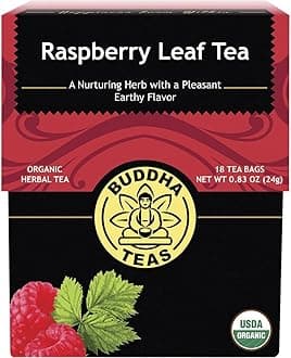 Organic Raspberry Leaf Tea-Kosher, Caffeine-Free, GMO-Free -18 Bleach Free Tea Bags