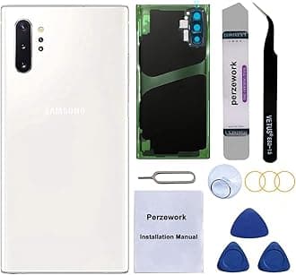 Rear Back Glass Replacement for Samsung Galaxy Note 10+ Plus 6.8-inches 5G with Reparing Toolkit and Installed Adhesive (Aura White)