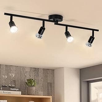 wowatt 4 Way Ceiling Spotlights, Black Ceiling Light Rotatable Including 4 x 5W GU10 LED Light Bulbs, 2800K Warm White LED Spot Light Fitting 420LM, Kitchen Lights for Bedroom, Living Room, Hallway [Energy Class F]