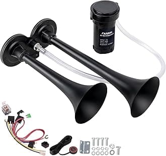 FARBIN Loud Train Horn for Car 12V 150db Super Loud Air Horn Dual Trumpet Truck Horn with Compressor and Button