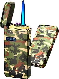 Arc Jet Flame Torch Lighter, 2 in 1 Electric USB Rechargeable Windproof Infinity Lighter, Refillable Butane for Cigar, BBQs, Fireworks, Candle, Camping (Camouflage A)