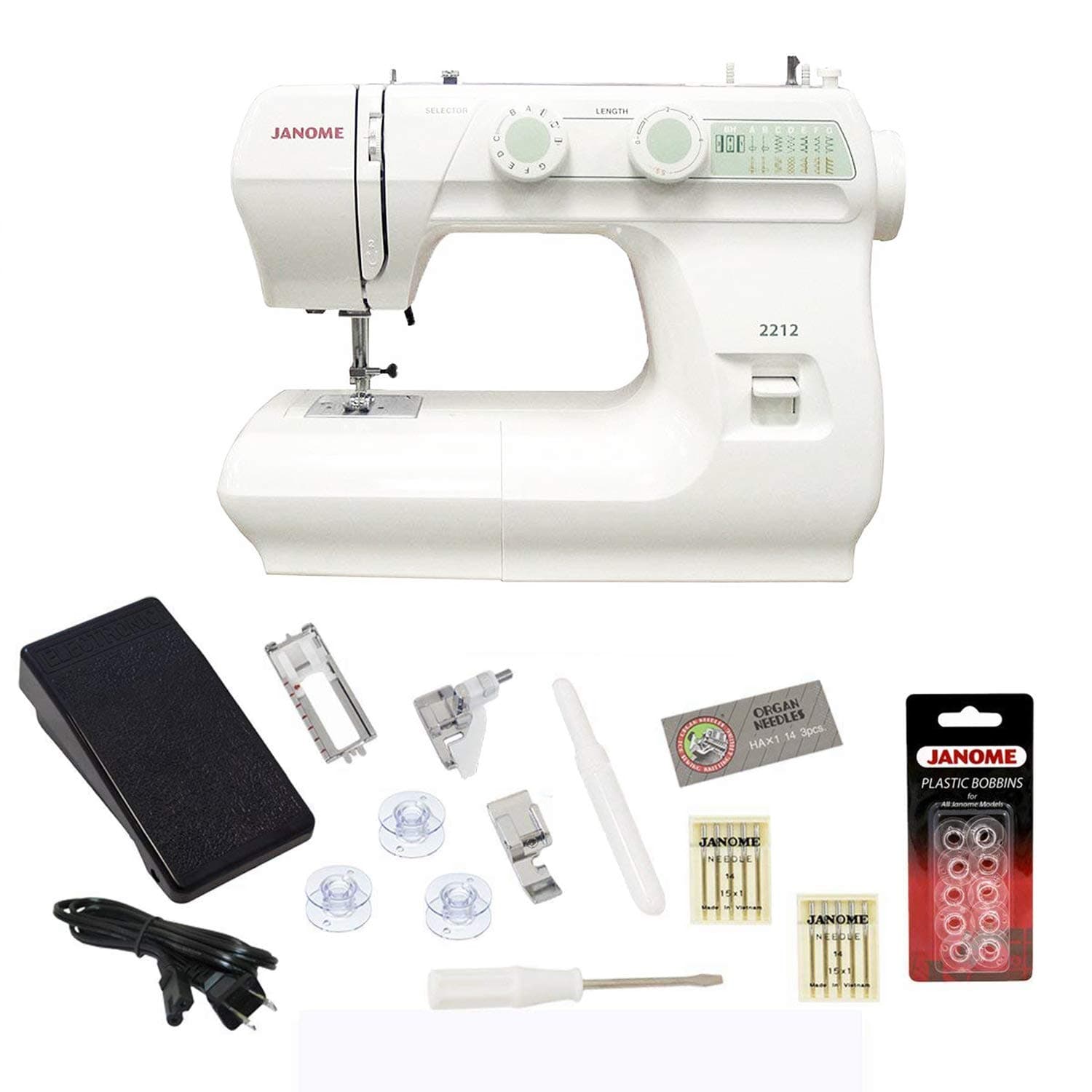 Janome 2212 Sewing Machine Includes Exclusive Bonus Bundle (Renewed)