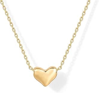 14K Gold Plated Cubic Zirconia Heart Necklace | Cute Dainty Love Pendant Necklaces for Women - Valentines Day Trendy Jewelry