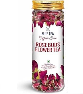 BLUE TEA - Rose Buds Herbal Tea - 1.06 Ounce | Grade A | DETOX TEA | Caffeine Free Herbal Tea - Vegan - GMO-Free - Food Grade Pet Jar |