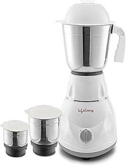 Lifelong Power Pro Mixer Grinder, 500W, 3 Jars (White/ Grey)