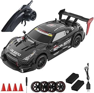 RC Drift Car, 1:14 Scale 4WD 40KM/H High Speed RC Racing Car with LED Lights, 2 Batteries, Drifting and Racing Tires for Adults, Black