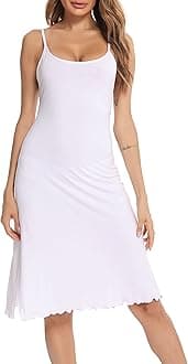 VlazomWomen's Nightdress Soft Full Slip Wavy Hemline Spaghetti Strap Chemises Negligee Nightgown