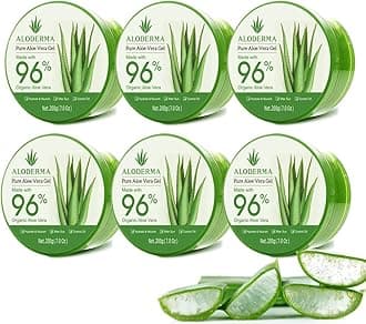 Aloderma Aloe Vera Gel Made within 12 Hours of Harvest with 96% Pure Organic Aloe Vera for Skin, Scalp, & Hair, Soothing Aloe Face Moisturizer, Multipurpose, Hydrating Aloe Gel, 7oz, 6-Pack