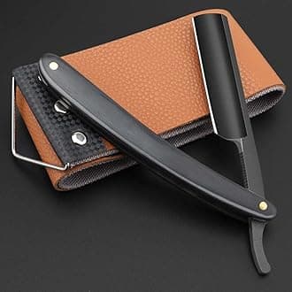 Straight razors for men,Straight Edge Barber Razor Premium Stainless Steel Shaver Razor with Shaving Strop for Men Home (NO.179-1)