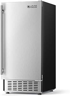 Coolski 15" W Commercial Under Counter Ice Maker Machine, 80 LBS/Day Stainless Steel Built-in Freestanding Ice Maker with Water Filter, for Home Apartment & Commercial Use