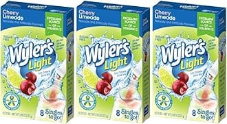 Wyler’s Light Singles To Go Drink Mix, Cherry Limeade, 8 Count (Pack of 3)