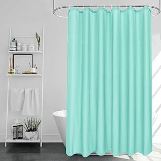 EurCross Light Green Shower Curtains Mould Proof Resistant Washable, Quick Dry Water-resistant Fabric Bathroom Shower Curtain 180 x 180cm Drop with 12 Plastic Hooks
