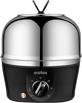 Oroton 304 stainless steel inside and outside Rapid Egg Cooker, 9 Egg Capacity Electric Egg Cooker for Hard Boiler Eggs,Poacher Eggs,Scrambled Eggs,Hard Boiled Auto Shut-Off,30 Minutes Timer Settings