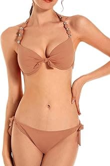 EONARPush Up Bikini Set Underwire Swim Top Brazilian Bottom Swimsuit