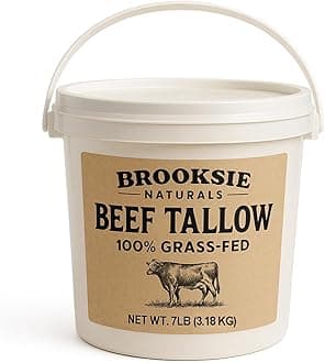 100% Pure & Grass Fed Beef Tallow 7 Lb. Rendered Bulk | No Additives | For Soaps, Balms, Candle, Skincare | Non-GMO and Gluten-free