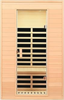 2 Person Infrared Sauna, Low EMF Infrared Saunas for Home 2 Person Indoor Home Sauna Far Infrared Sauna Canadian Hemlock Wooden Sauna Room with Bluetooth Speakers, LED Reading Lamps