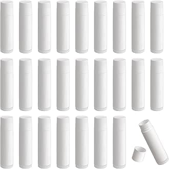 Lip Balm Containers,25pcs Empty Lip Balm Tubes, Reuseable Plastic Lipstick Containers Refillable with Cap for DIY Homemade Lip Balm (white, 5g)