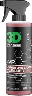 3D LVP Interior Cleaner - Removes Dirt, Grime, Grease, Oil & Stains from Leather, Vinyl & Plastic - Great for Seats, Steering Wheels, Door Panels, Dashboards - Car, Office, Home Use 16oz.
