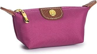 Womens Unique Change Purse Vintage Nylon Zip Coin Wallet Mini Bag (Rose Purple)