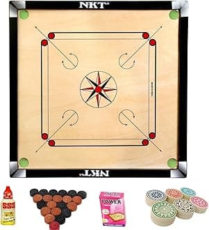 NKT Carrom Board 32 inch Free with Carrom Coin and Powder and stricker 3mm Plywood(Full Size 0078)