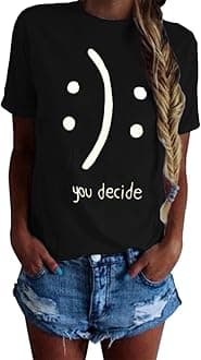 BLACKMYTH Women's T-Shirts Cotton Funny Grahpic Design Casual Short Sleeve Top Tees Black X-Large