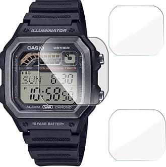 FCS smartwatch screen guard for Casio Watch | Pack of 3 | Edge to Edge Coverage | Ultrathin 0.125mm 9H anti shock flexible Watch screen protector TPU membrane (Casio WS1600H)